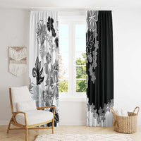 Gray Scale Hibiscus Plumeria Floral Window Curtain LT01 - Polynesian Pride