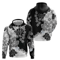 Gray Scale Hibiscus Plumeria Floral Zip Hoodie LT01 - Polynesian Pride