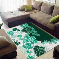 Green Hibiscus Plumeria Floral Area Rug LT01 - Polynesian Pride
