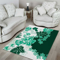 Green Hibiscus Plumeria Floral Area Rug LT01 - Polynesian Pride