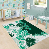 Green Hibiscus Plumeria Floral Area Rug LT01 - Polynesian Pride