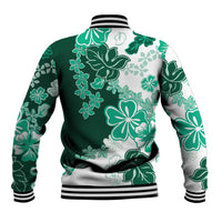 Green Hibiscus Plumeria Floral Baseball Jacket LT01 - Polynesian Pride