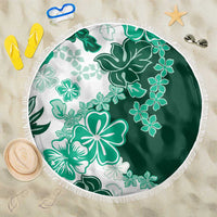Green Hibiscus Plumeria Floral Beach Blanket LT01 One Size 150cm Green - Polynesian Pride