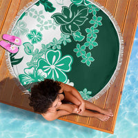 Green Hibiscus Plumeria Floral Beach Blanket LT01 - Polynesian Pride