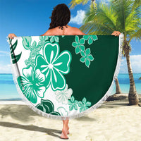 Green Hibiscus Plumeria Floral Beach Blanket LT01 - Polynesian Pride