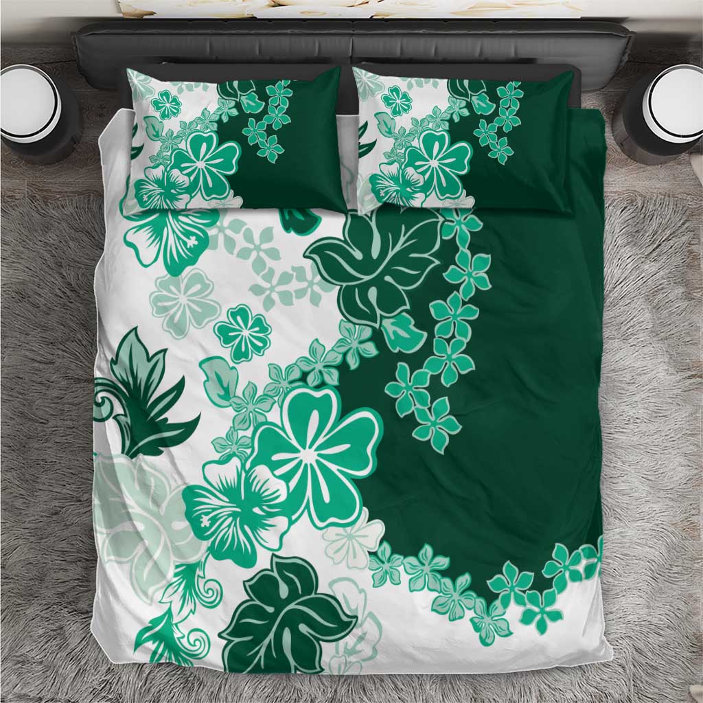 Green Hibiscus Plumeria Floral Bedding Set LT01 Green - Polynesian Pride