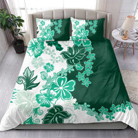 Green Hibiscus Plumeria Floral Bedding Set LT01 - Polynesian Pride