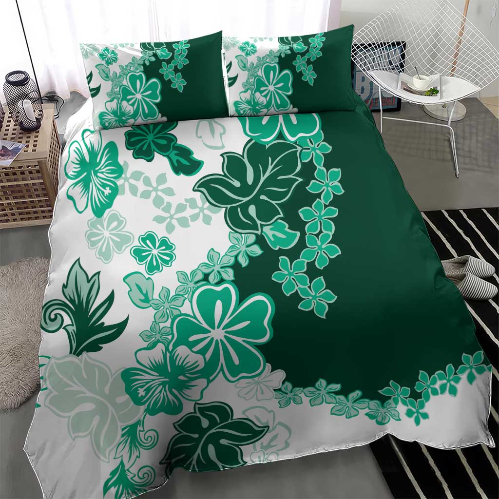 Green Hibiscus Plumeria Floral Bedding Set LT01 - Polynesian Pride