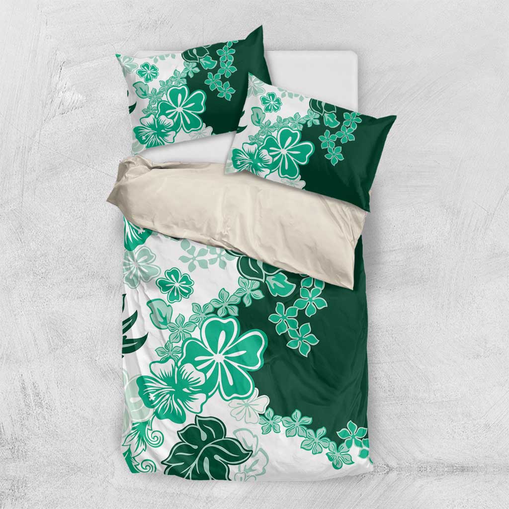 Green Hibiscus Plumeria Floral Bedding Set LT01 US Twin 172cm x 218cm Green - Polynesian Pride