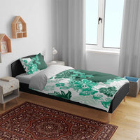 Green Hibiscus Plumeria Floral Bedding Set LT01 - Polynesian Pride
