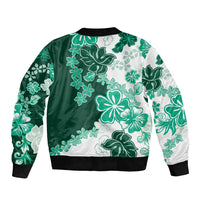 Green Hibiscus Plumeria Floral Bomber Jacket LT01 - Polynesian Pride