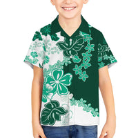 Green Hibiscus Plumeria Floral Kid Hawaiian Shirt LT01 Kid Green - Polynesian Pride