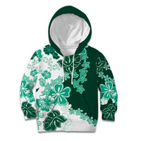 Green Hibiscus Plumeria Floral Kid Hoodie LT01 Hoodie Green - Polynesian Pride