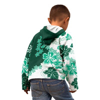 Green Hibiscus Plumeria Floral Kid Hoodie LT01 - Polynesian Pride