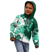 Green Hibiscus Plumeria Floral Kid Hoodie LT01 - Polynesian Pride