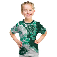 Green Hibiscus Plumeria Floral Kid T Shirt LT01 Green - Polynesian Pride