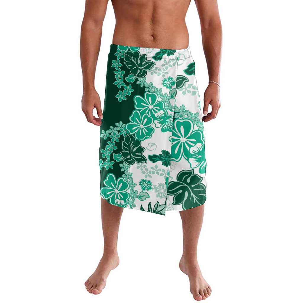 Green Hibiscus Plumeria Floral Lavalava LT01 Green - Polynesian Pride