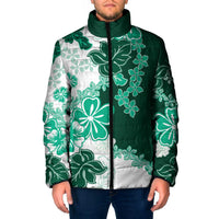 Green Hibiscus Plumeria Floral Padded Jacket LT01 Green - Polynesian Pride