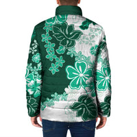 Green Hibiscus Plumeria Floral Padded Jacket LT01 - Polynesian Pride
