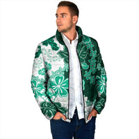 Green Hibiscus Plumeria Floral Padded Jacket LT01 - Polynesian Pride