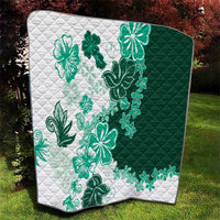 Green Hibiscus Plumeria Floral Quilt LT01 - Polynesian Pride