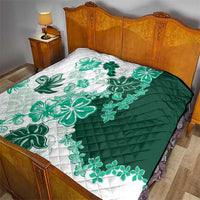 Green Hibiscus Plumeria Floral Quilt LT01 - Polynesian Pride