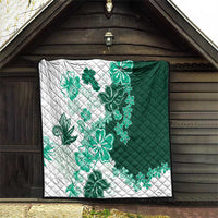Green Hibiscus Plumeria Floral Quilt LT01 - Polynesian Pride
