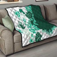Green Hibiscus Plumeria Floral Quilt LT01 - Polynesian Pride