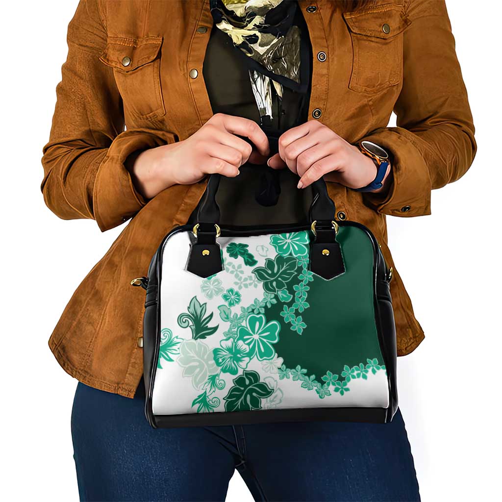 Green Hibiscus Plumeria Floral Shoulder Handbag LT01 - Polynesian Pride
