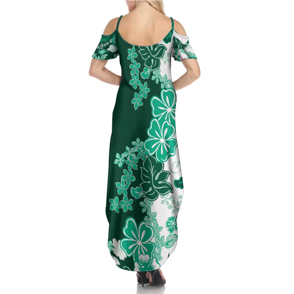 Green Hibiscus Plumeria Floral Summer Maxi Dress LT01 - Polynesian Pride