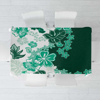 Green Hibiscus Plumeria Floral Tablecloth LT01 Green - Polynesian Pride