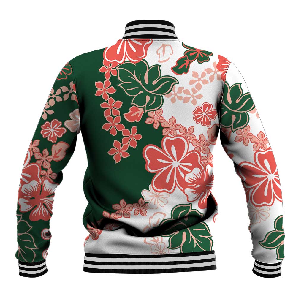 Green Orange Hibiscus Plumeria Floral Baseball Jacket LT01 - Polynesian Pride
