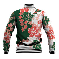 Green Orange Hibiscus Plumeria Floral Baseball Jacket LT01 - Polynesian Pride