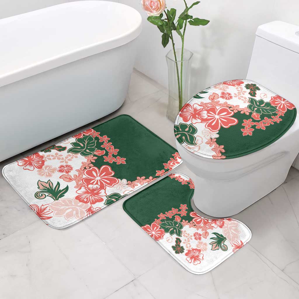 Green Orange Hibiscus Plumeria Floral Bathroom Set LT01 - Polynesian Pride
