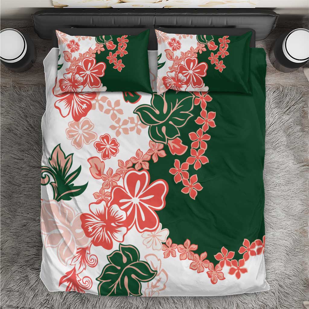 Green Orange Hibiscus Plumeria Floral Bedding Set LT01 Orange - Polynesian Pride