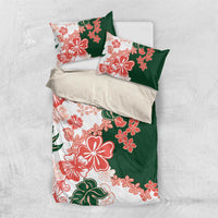 Green Orange Hibiscus Plumeria Floral Bedding Set LT01 US Twin 172cm x 218cm Orange - Polynesian Pride