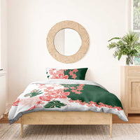 Green Orange Hibiscus Plumeria Floral Bedding Set LT01 - Polynesian Pride