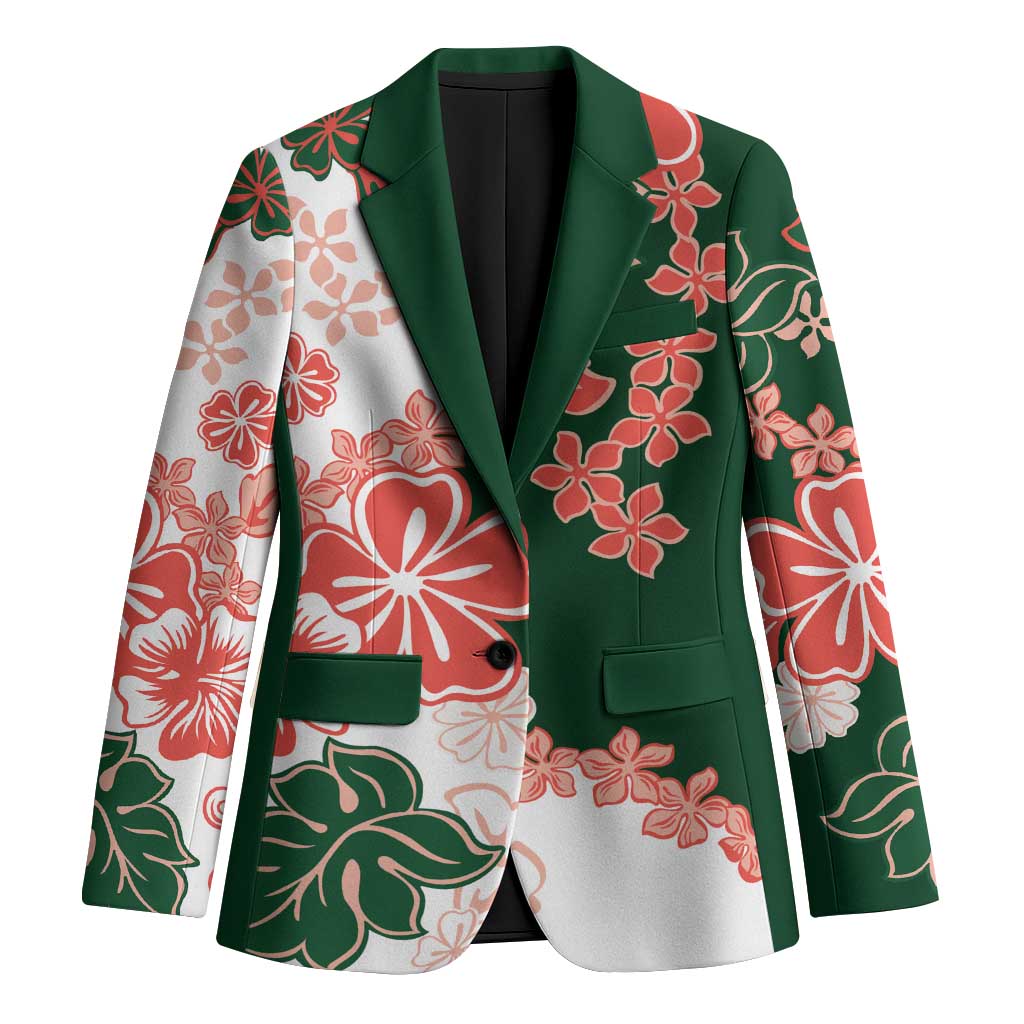 Green Orange Hibiscus Plumeria Floral Blazer LT01 Unisex Orange - Polynesian Pride