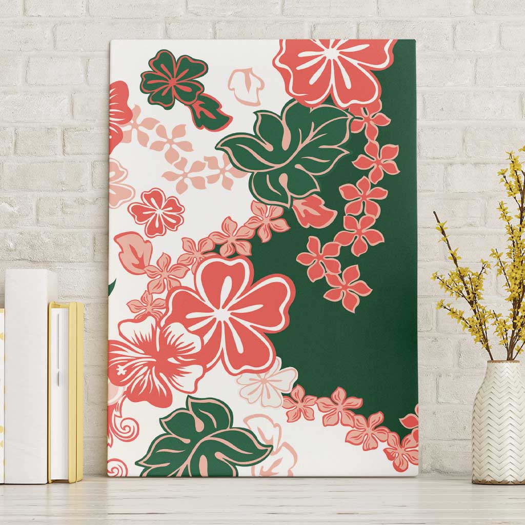 Green Orange Hibiscus Plumeria Floral Canvas Wall Art LT01 Without Frame Orange - Polynesian Pride