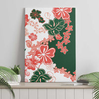 Green Orange Hibiscus Plumeria Floral Canvas Wall Art LT01 - Polynesian Pride