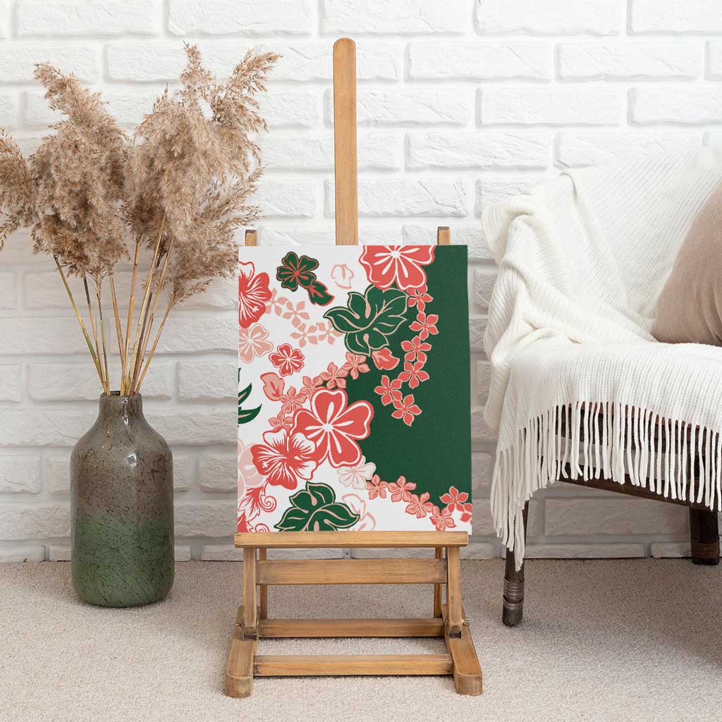 Green Orange Hibiscus Plumeria Floral Canvas Wall Art LT01 - Polynesian Pride
