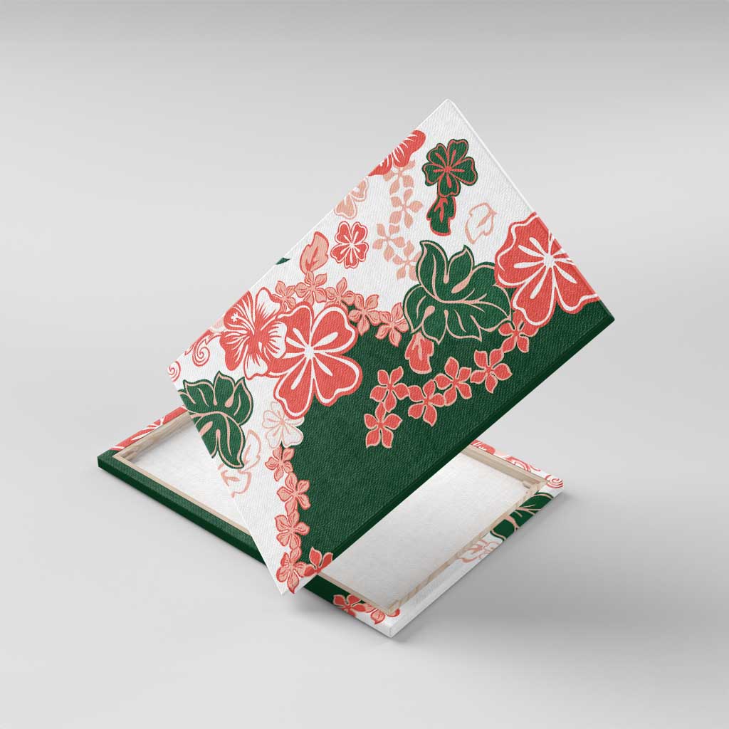 Green Orange Hibiscus Plumeria Floral Canvas Wall Art LT01 With Frame Orange - Polynesian Pride