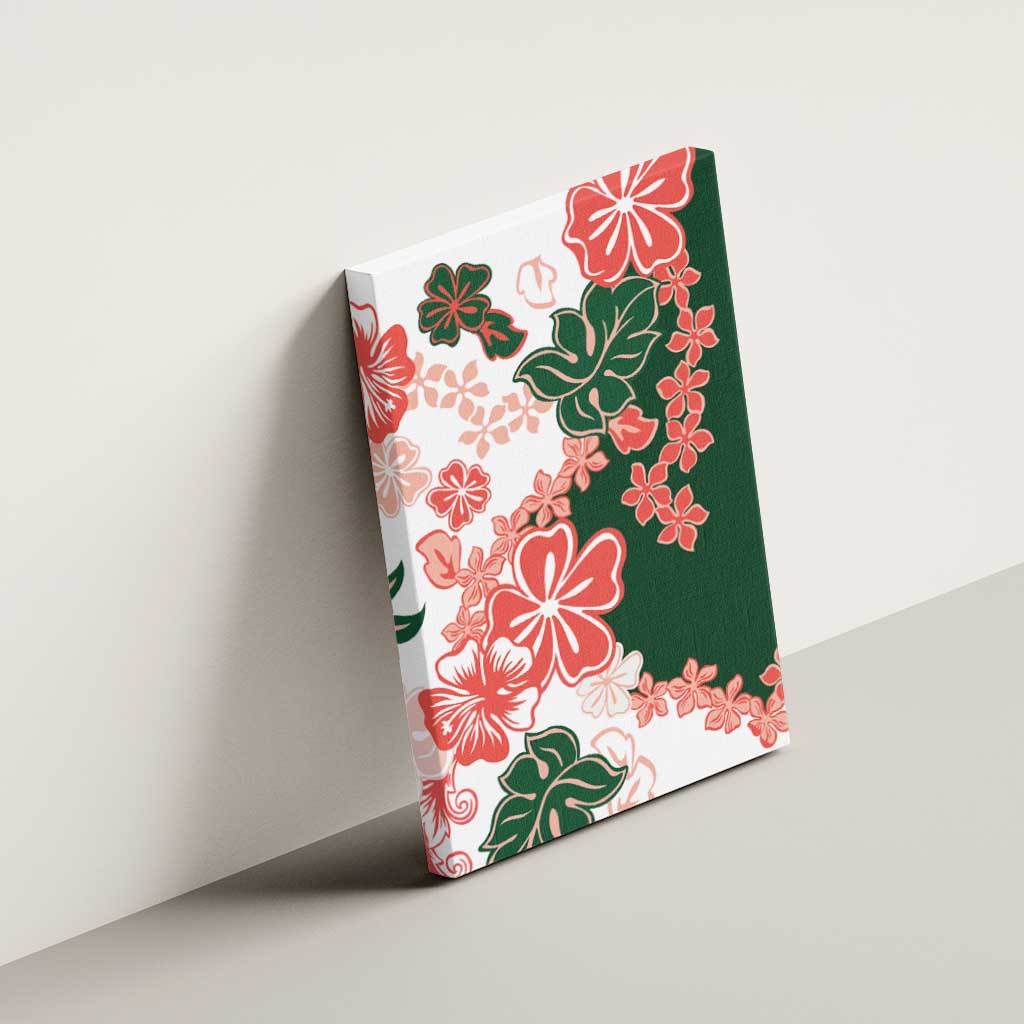 Green Orange Hibiscus Plumeria Floral Canvas Wall Art LT01 - Polynesian Pride