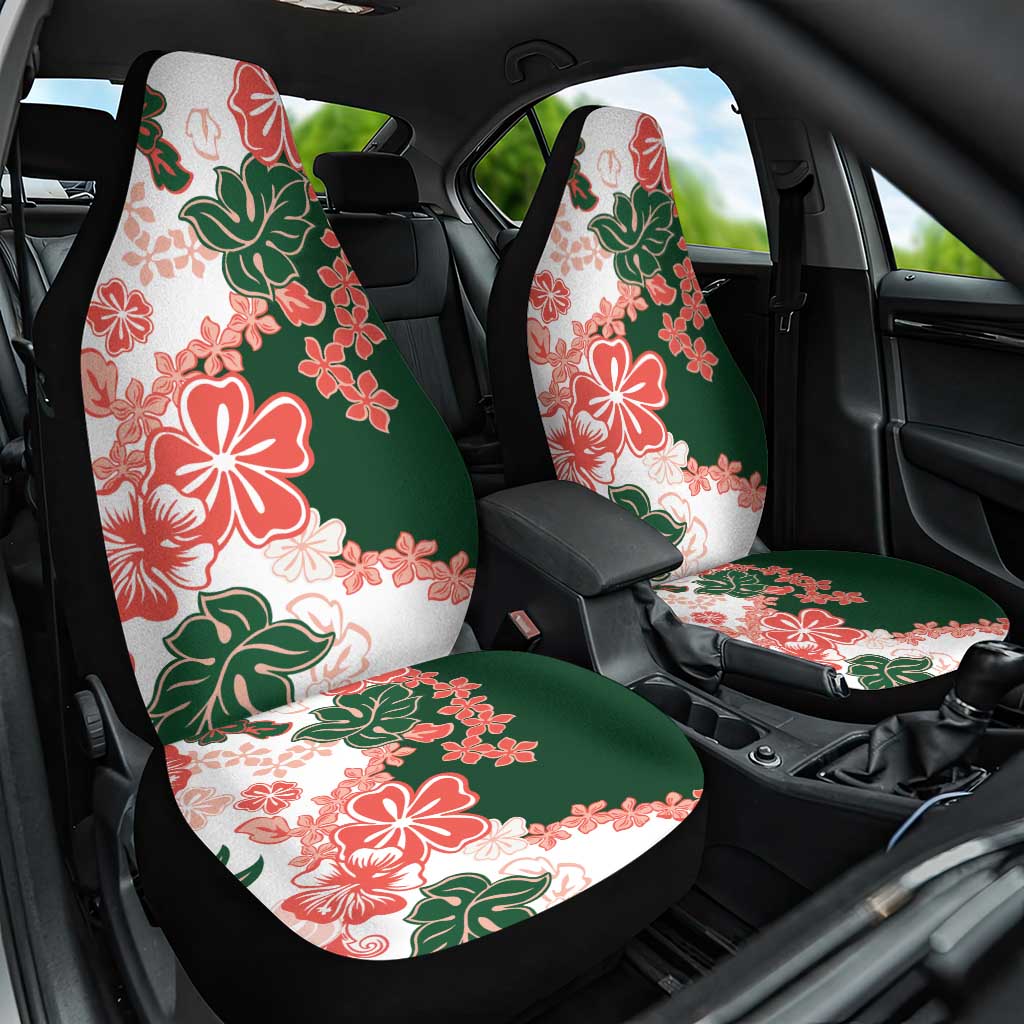 Green Orange Hibiscus Plumeria Floral Car Seat Cover LT01 One Size Orange - Polynesian Pride