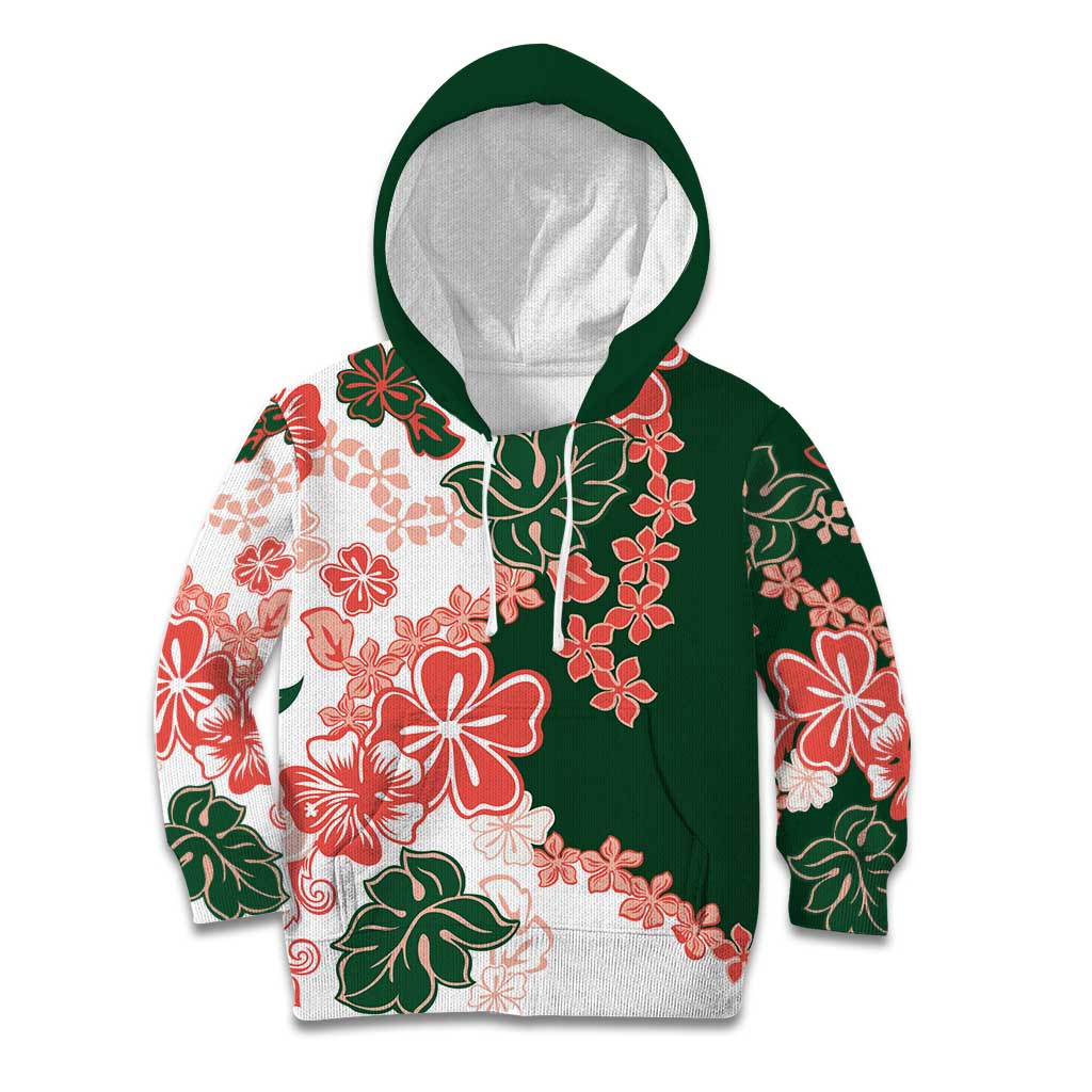 Green Orange Hibiscus Plumeria Floral Kid Hoodie LT01 Hoodie Orange - Polynesian Pride