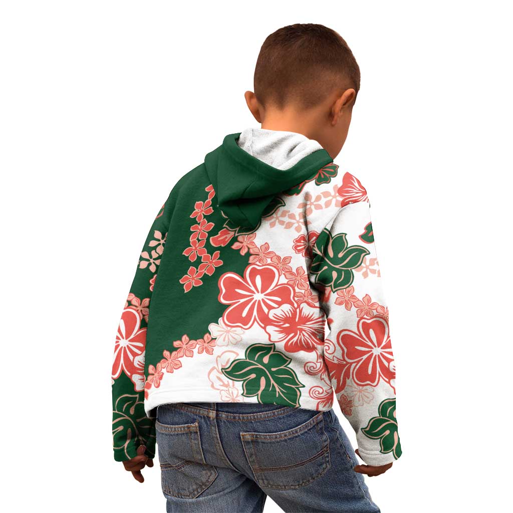 Green Orange Hibiscus Plumeria Floral Kid Hoodie LT01 - Polynesian Pride