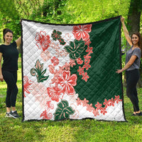 Green Orange Hibiscus Plumeria Floral Quilt LT01 - Polynesian Pride