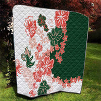 Green Orange Hibiscus Plumeria Floral Quilt LT01 - Polynesian Pride