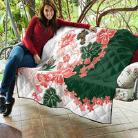 Green Orange Hibiscus Plumeria Floral Quilt LT01 - Polynesian Pride