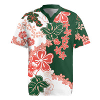 Green Orange Hibiscus Plumeria Floral Rugby Jersey LT01 Orange - Polynesian Pride